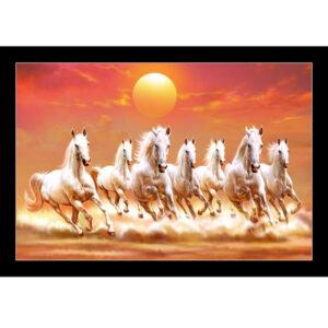 7 horse Lucky Photo with Black Framing