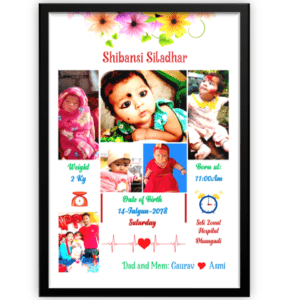 Baby Birthdate Frame A4 size