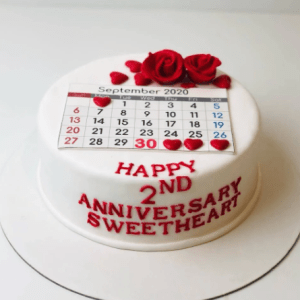 2 Pound Calendar Printed vanilla cake with fountain