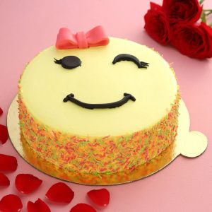 2 pound Winking Emoji Birthday Cake (Butter Scotch Flavour)