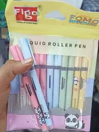 FIGO Figo Fomo Panda Liquid Roller Ball Pen (Pack of 10, Ink Color - Blue & Black)