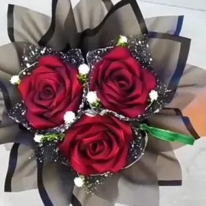 The Crimson Onyx Bouquet with 3 Big Size Flowers.